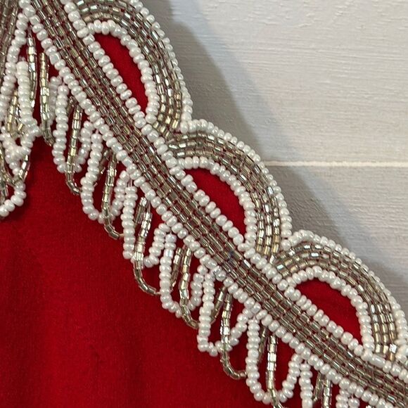 80s Hand Beaded Tunic Medium Vintage Red - Picture 8 of 14